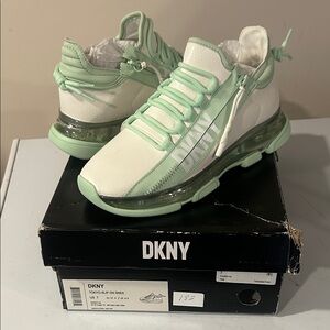 DKNY Light Green and White Athletic Shoes